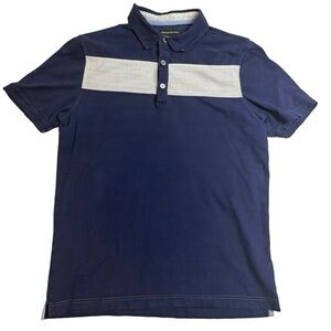 Banana Republic Men’s Polo Shirt Medium Navy Blue White Stripe